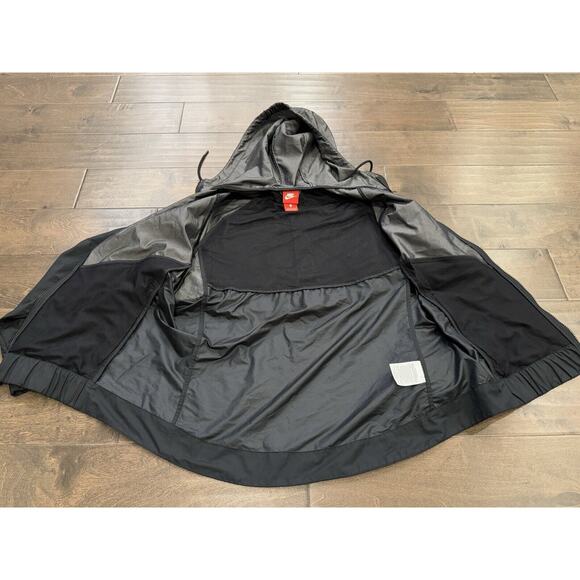Nike Womens Black Gray Windrunner Chambray Hooded Full Zip Jacket L 856037-010 - Picture 5 of 10